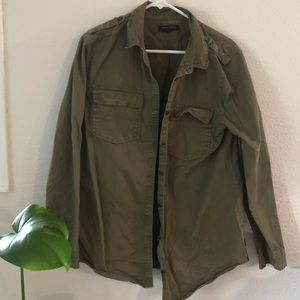 Army green button up shirt